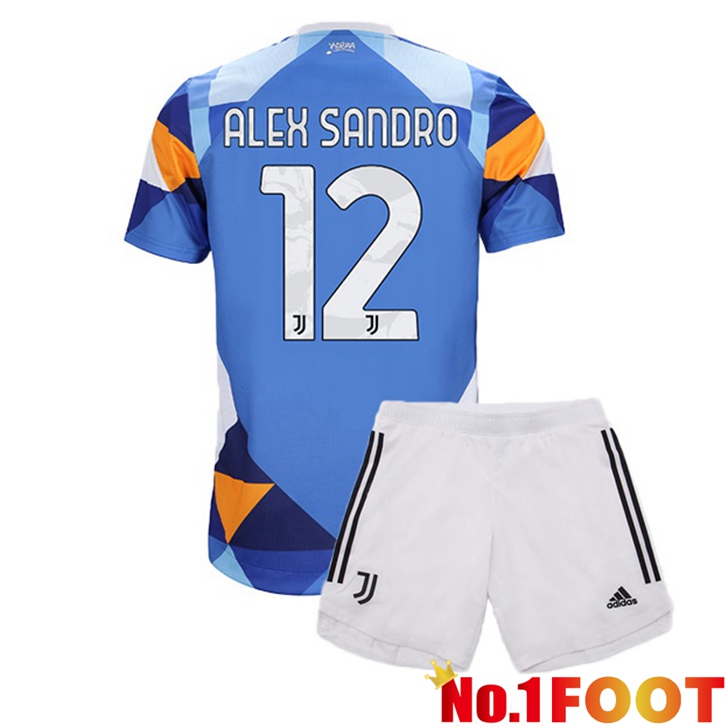 Juventus (ALEX SANDRO 12) Jersey Kids Fourth Blue 2021/2022 - Click Image to Close