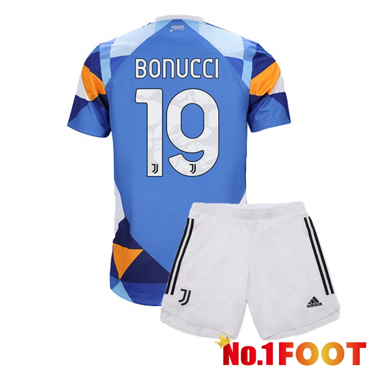 Juventus (BONUCCI 19) Jersey Kids Fourth Blue 2021/2022