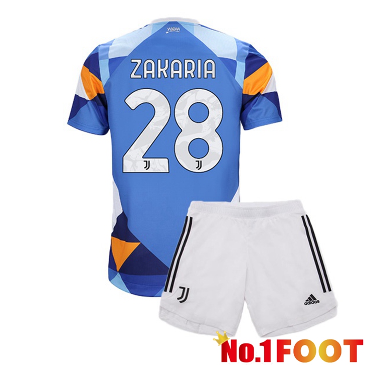 Juventus (ZAKARIA 28) Jersey Kids Fourth Blue 2021/2022 - Click Image to Close