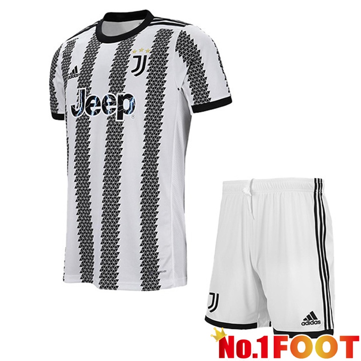 Juventus Jersey Home Kids White Black 2022/2023