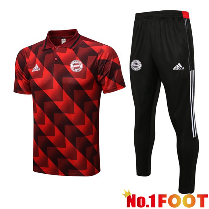 Bayern Munich polo shirt + Pants Red 2022/2023 - Click Image to Close