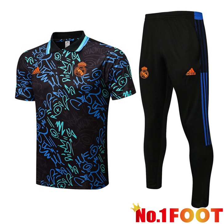 Real Madrid polo shirt + Pants Black Blue 2022/2023