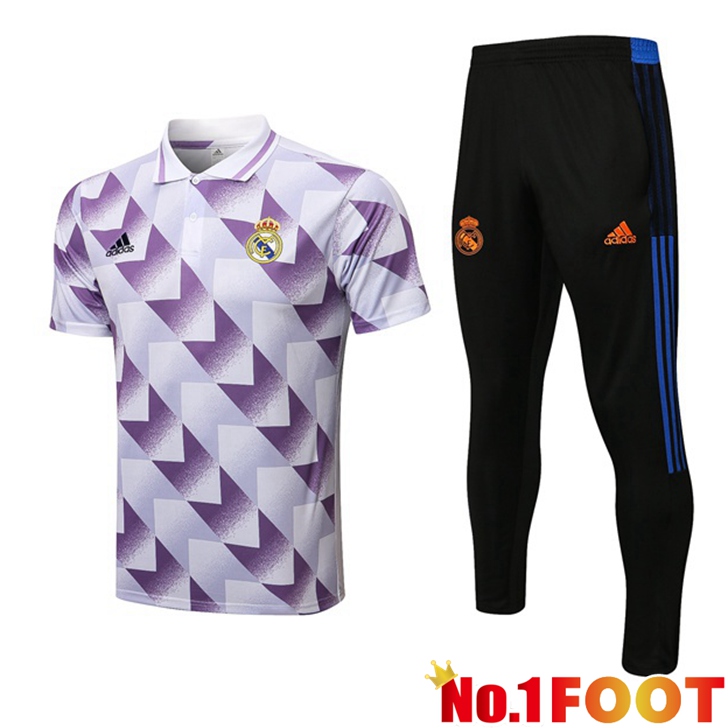 Real Madrid polo shirt + Pants White Pourpre 2022/2023