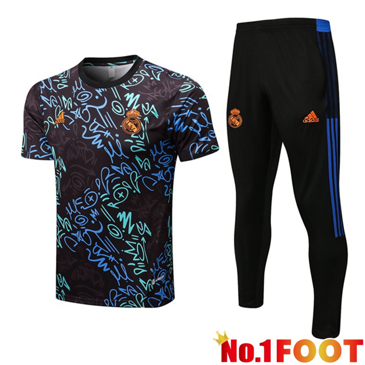 Real Madrid Training T Shirt Pak + Pants Blue Black 2022/2023