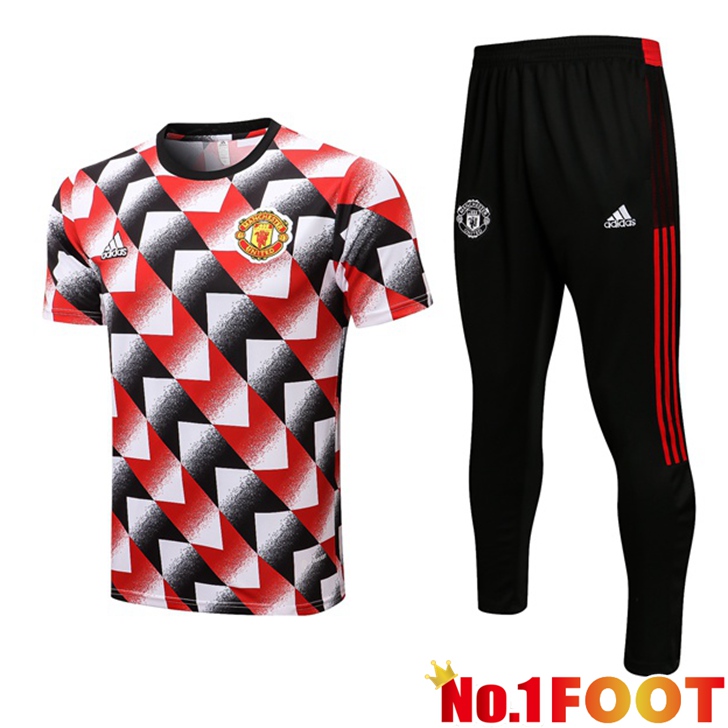 Manchester United Training T Shirt Pak + Pants Red 2022/2023