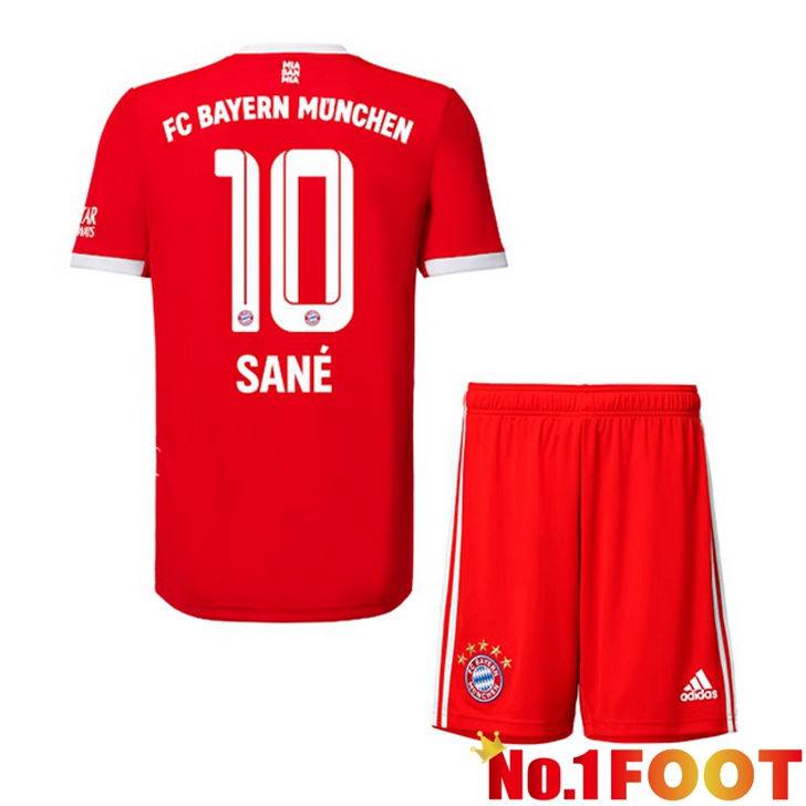 Bayern Munich (Sané 10) Jersey Home Kids Red 2022/2023