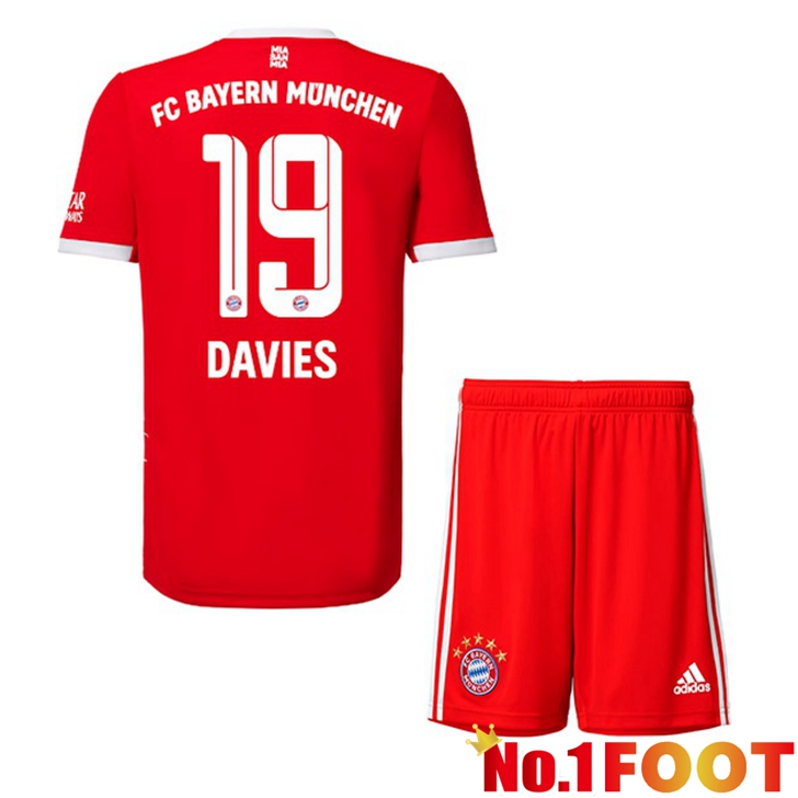 Bayern Munich (Davies 19) Jersey Home Kids Red 2022/2023