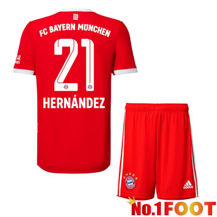 Bayern Munich (Hernández 21) Jersey Home Kids Red 2022/2023