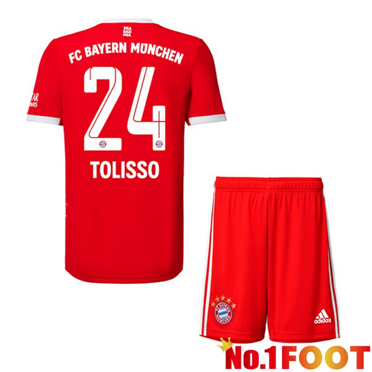 Bayern Munich (Tolisso 24) Jersey Home Kids Red 2022/2023