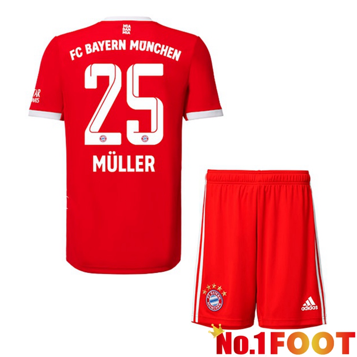 Bayern Munich (Müller 25) Jersey Home Kids Red 2022/2023