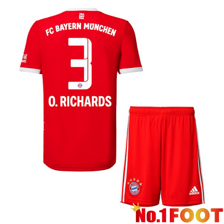 Bayern Munich (O. Richards 3) Jersey Home Kids Red 2022/2023