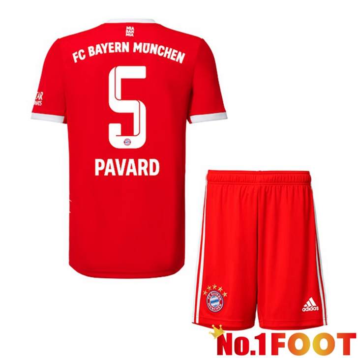 Bayern Munich (Pavard 5) Jersey Home Kids Red 2022/2023