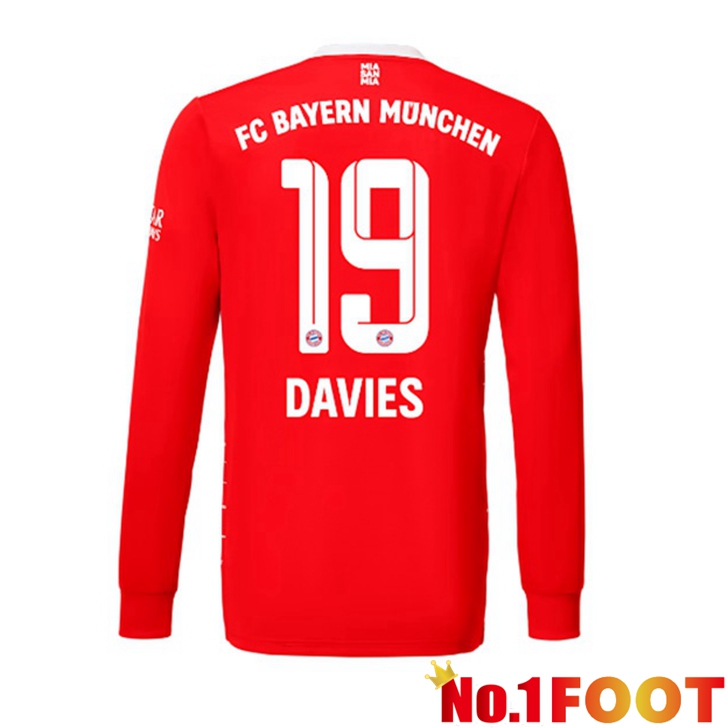 Bayern Munich (Davies 19) Jersey Home Long Sleeve Red 2022/2023