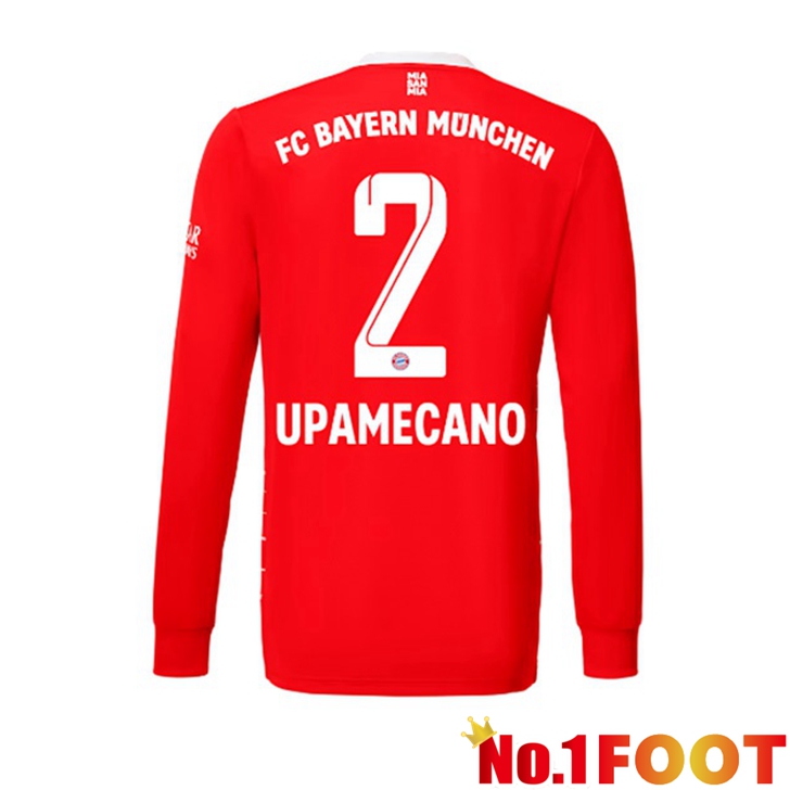 Bayern Munich (Upamecano 2) Jersey Home Long Sleeve Red 2022/2023