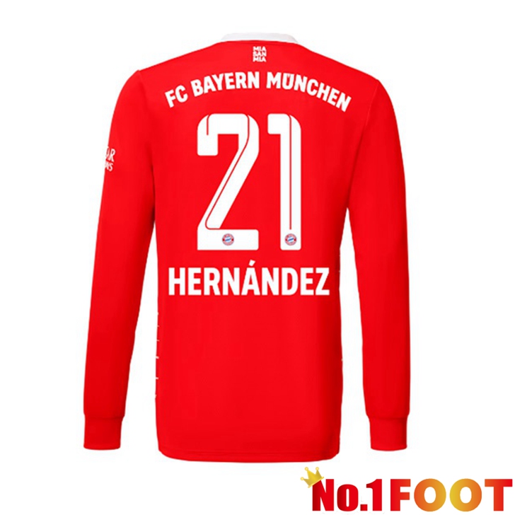 Bayern Munich (Hernández 21) Jersey Home Long Sleeve Red 2022/2023