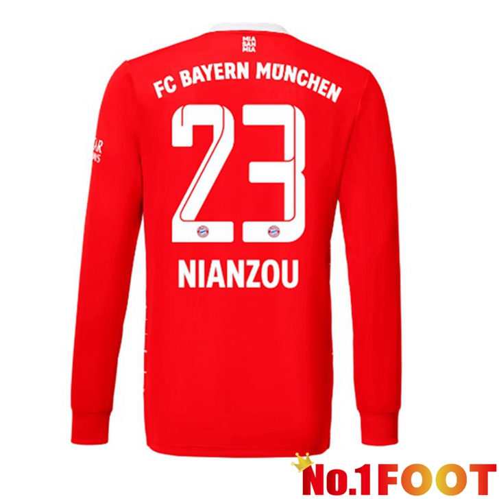 Bayern Munich (Nianzou 23) Jersey Home Long Sleeve Red 2022/2023