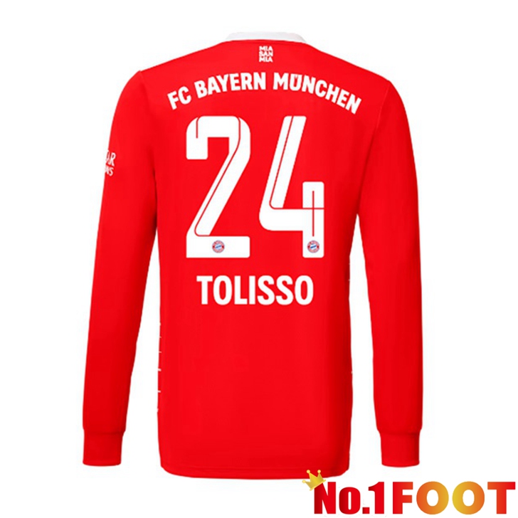 Bayern Munich (Tolisso 24) Jersey Home Long Sleeve Red 2022/2023