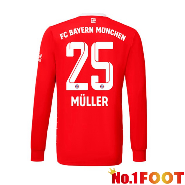 Bayern Munich (Müller 25) Jersey Home Long Sleeve Red 2022/2023