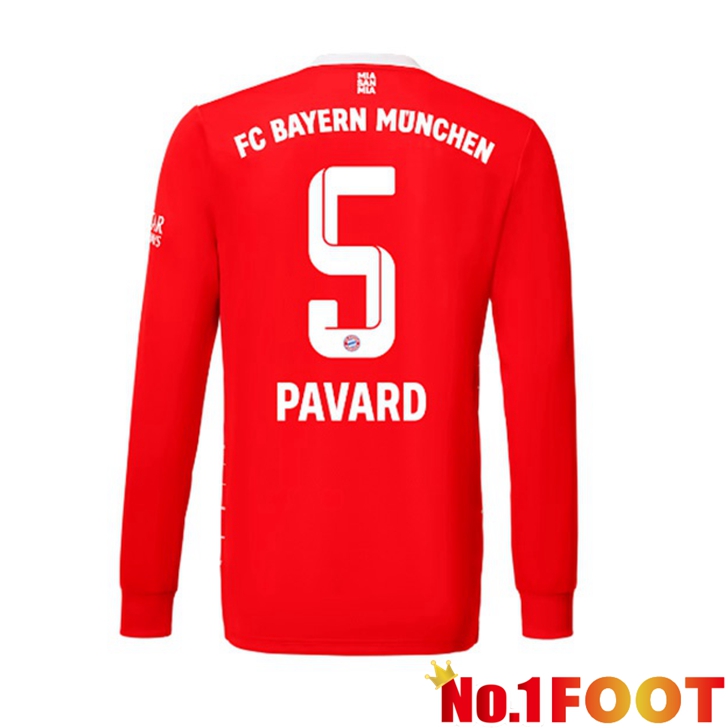 Bayern Munich (Pavard 5) Jersey Home Long Sleeve Red 2022/2023