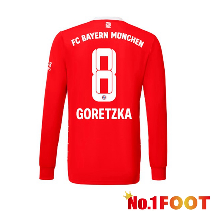 Bayern Munich (Goretzka 8) Jersey Home Long Sleeve Red 2022/2023