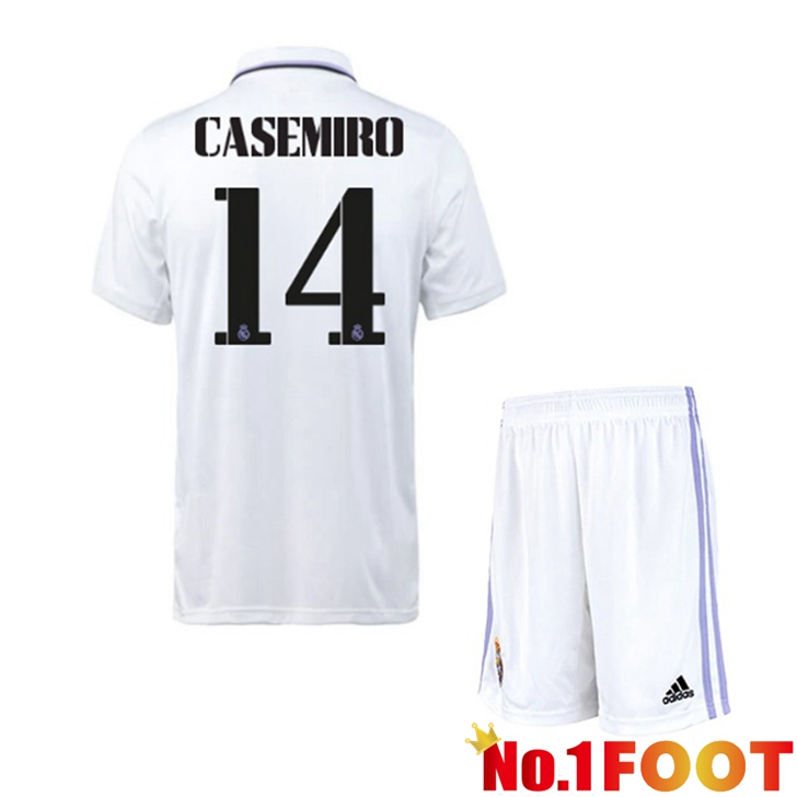 Real Madrid (Casemiro 14) Jersey Home Kids White 2022/2023