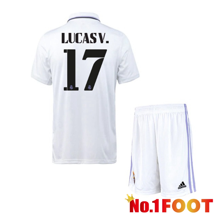 Real Madrid (Lucas V. 17) Jersey Home Kids White 2022/2023