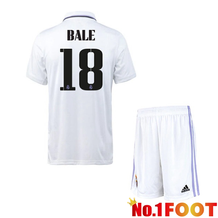 Real Madrid (Bale 18) Jersey Home Kids White 2022/2023