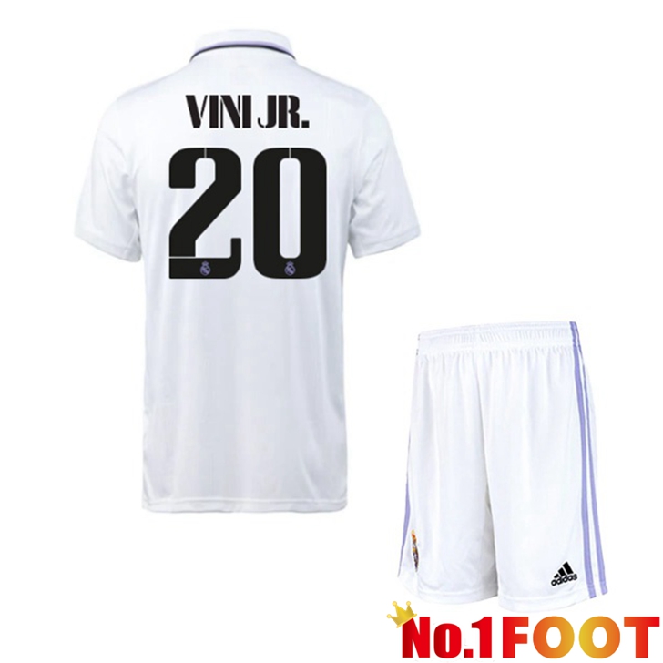 Real Madrid (Vini Jr. 20) Jersey Home Kids White 2022/2023