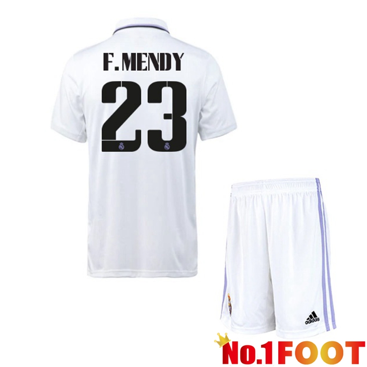 Real Madrid (F. Mendy 23) Jersey Home Kids White 2022/2023