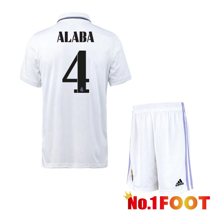 Real Madrid (Alaba 4) Jersey Home Kids White 2022/2023