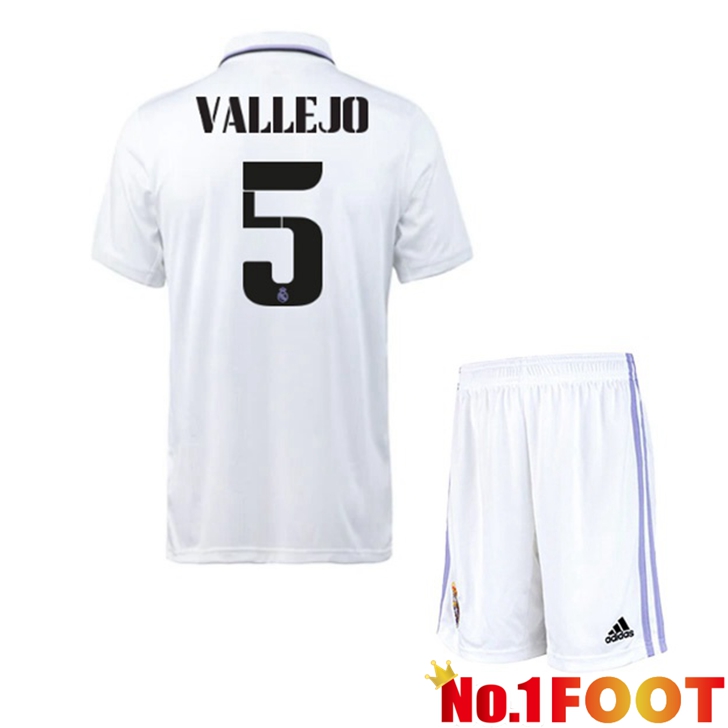 Real Madrid (Vallejo 5) Jersey Home Kids White 2022/2023