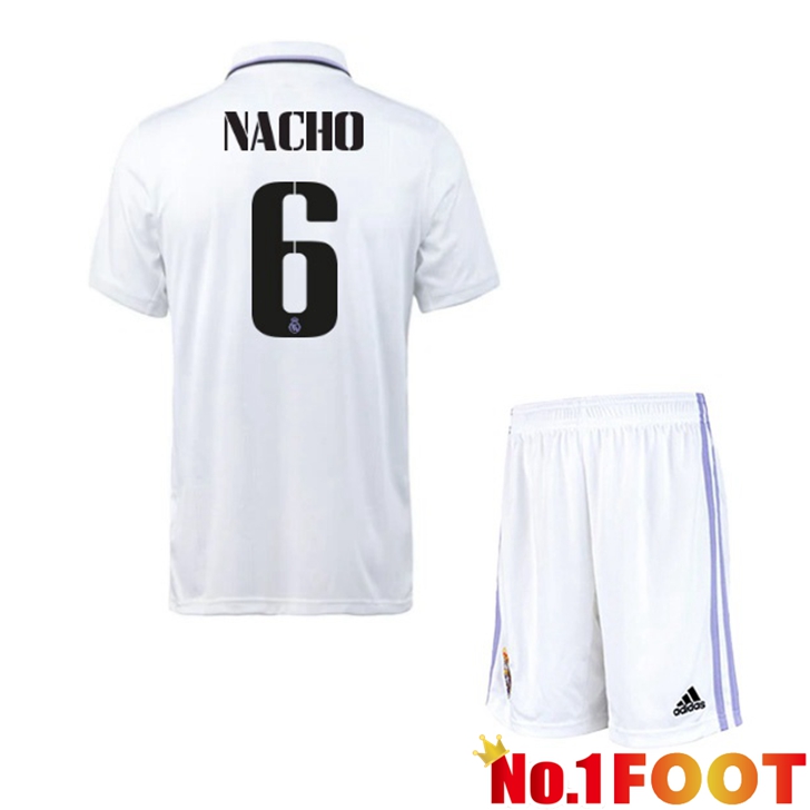 Real Madrid (Nacho 6) Jersey Home Kids White 2022/2023