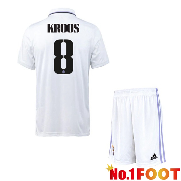 Real Madrid (Kroos 8) Jersey Home Kids White 2022/2023