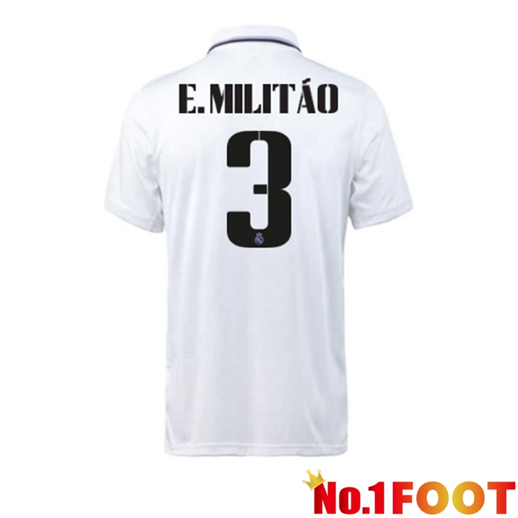 Real Madrid (E. Militão 3) Jersey Home White 2022/2023