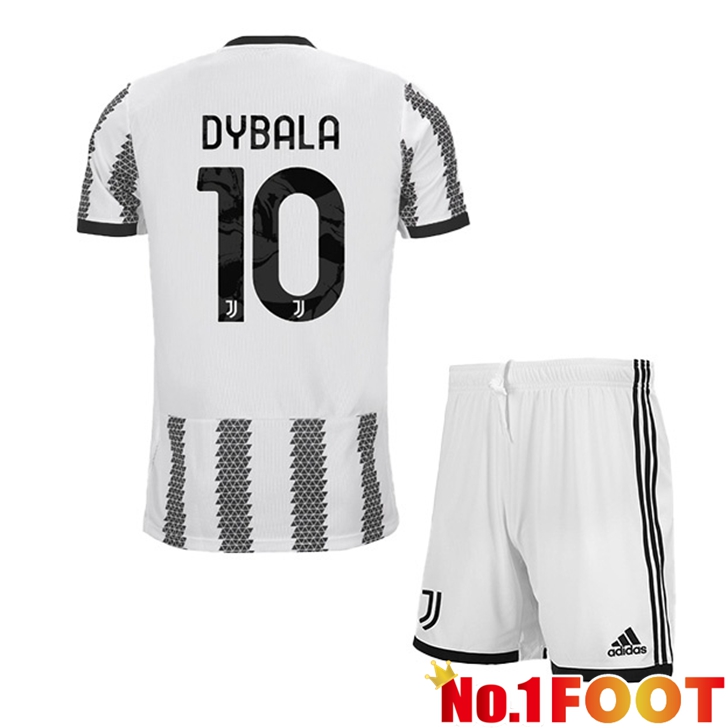 Juventus (DYBALA 10) Jersey Home Kids White Black 2022/2023