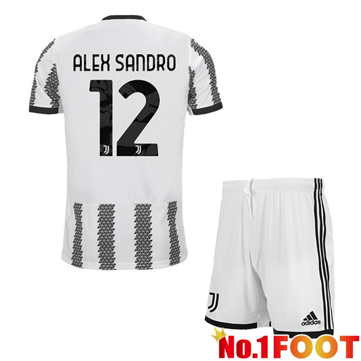 Juventus (ALEX SANDRO 12) Jersey Home Kids White Black 2022/2023 - Click Image to Close