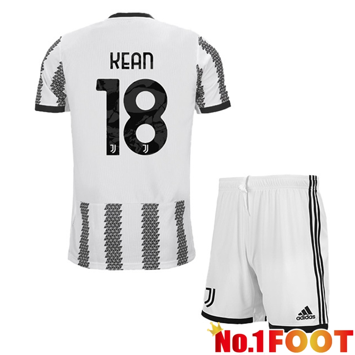 Juventus (KEAN 18) Jersey Home Kids White Black 2022/2023