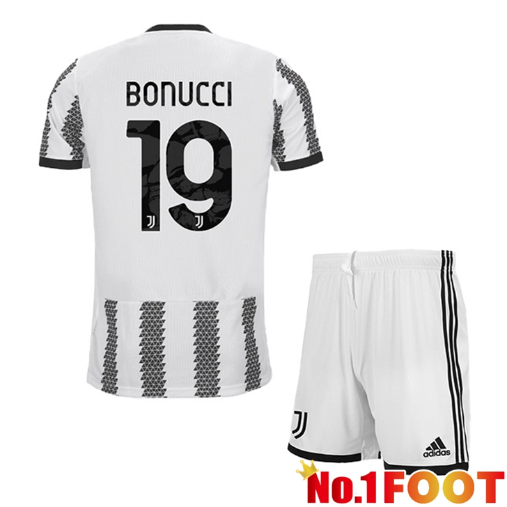 Juventus (BONUCCI 19) Jersey Home Kids White Black 2022/2023