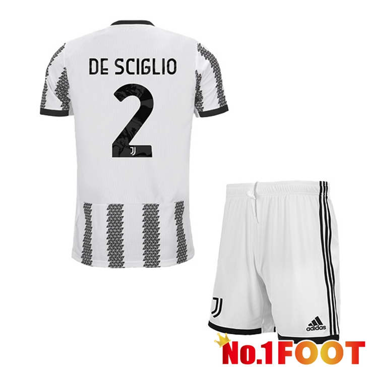 Juventus (DE SCIGLIO 2) Jersey Home Kids White Black 2022/2023