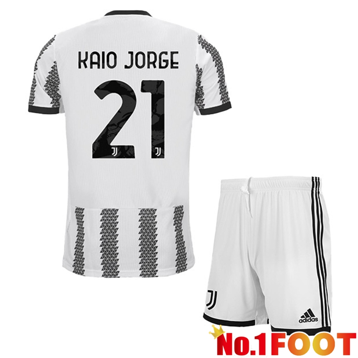 Juventus (KAIO JORGE 21) Jersey Home Kids White Black 2022/2023