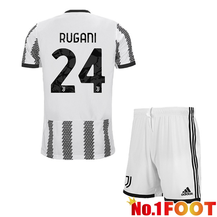 Juventus (RUGANI 24) Jersey Home Kids White Black 2022/2023 - Click Image to Close