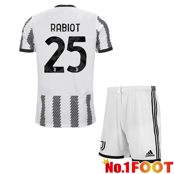 Juventus (RABIOT 25) Jersey Home Kids White Black 2022/2023 - Click Image to Close