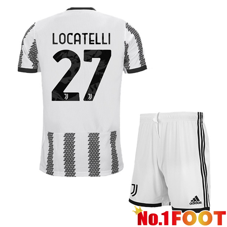 Juventus (LOCATELLI 27) Jersey Home Kids White Black 2022/2023