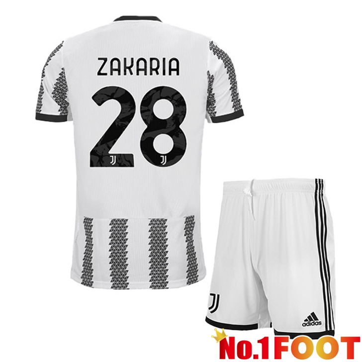 Juventus (ZAKARIA 28) Jersey Home Kids White Black 2022/2023 - Click Image to Close