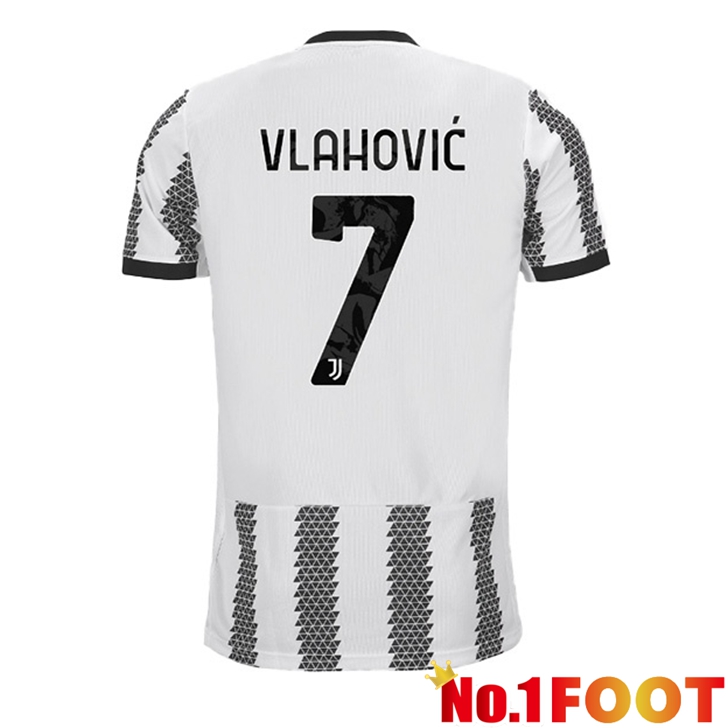 Juventus (VLAHOVIC 7) Jersey Home White Black 2022/2023 - Click Image to Close