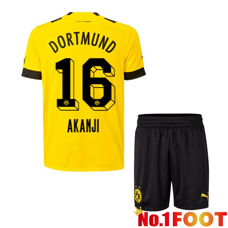 Dortmund BVB (Akanji 16) Jersey Home Kids Yellow 2022/2023