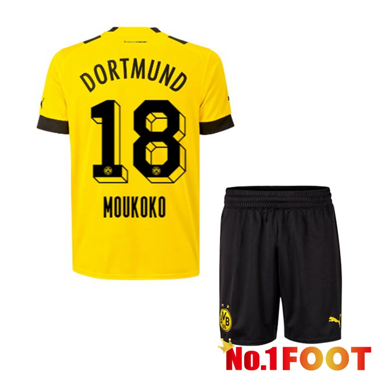 Dortmund BVB (Moukoko 18) Jersey Home Kids Yellow 2022/2023