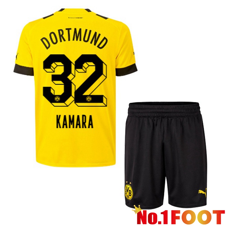 Dortmund BVB (Kamara 32) Jersey Home Kids Yellow 2022/2023