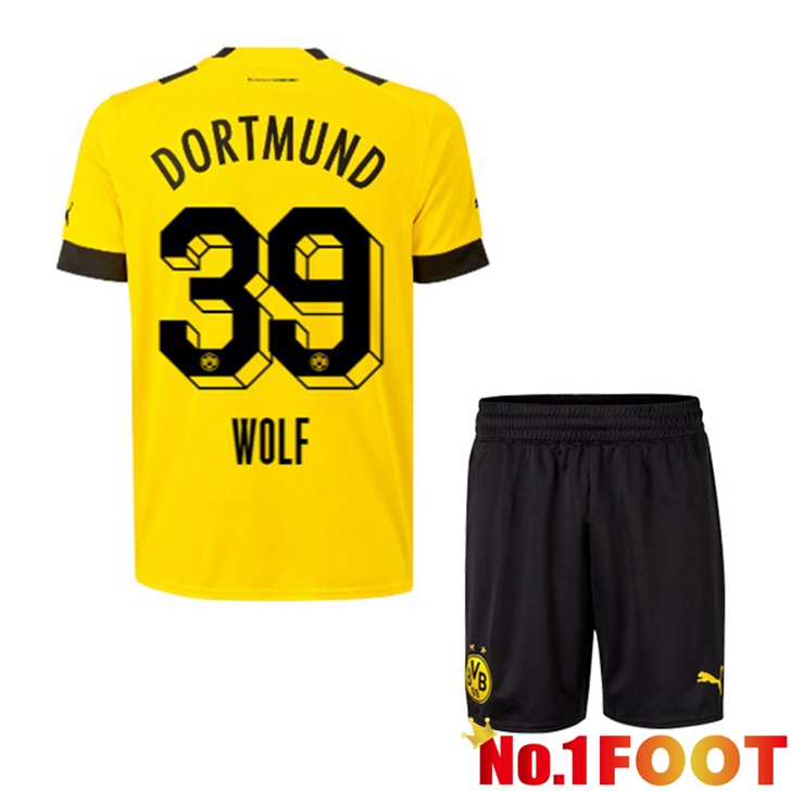 Dortmund BVB (Wolf 39) Jersey Home Kids Yellow 2022/2023