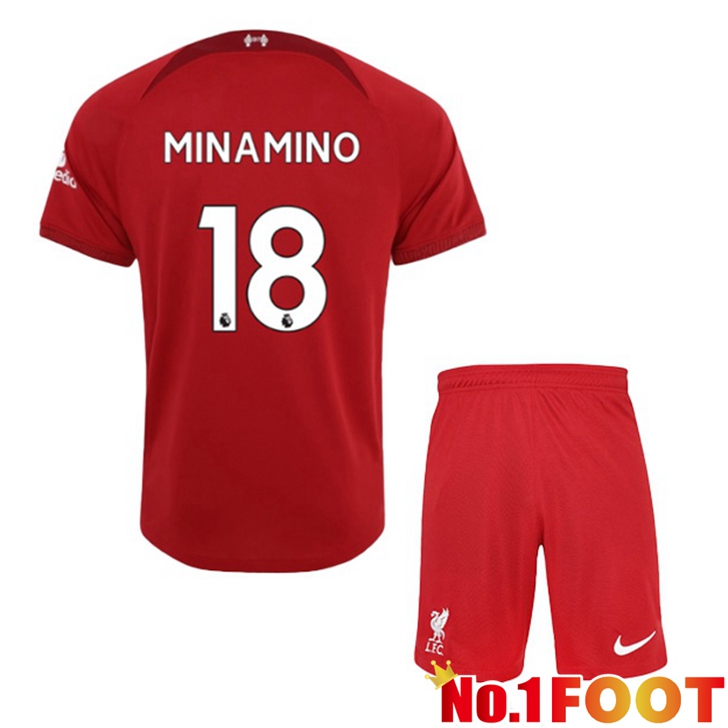 FC Liverpool (MINAMINO 18) Jersey Home Kids Red 2022/2023